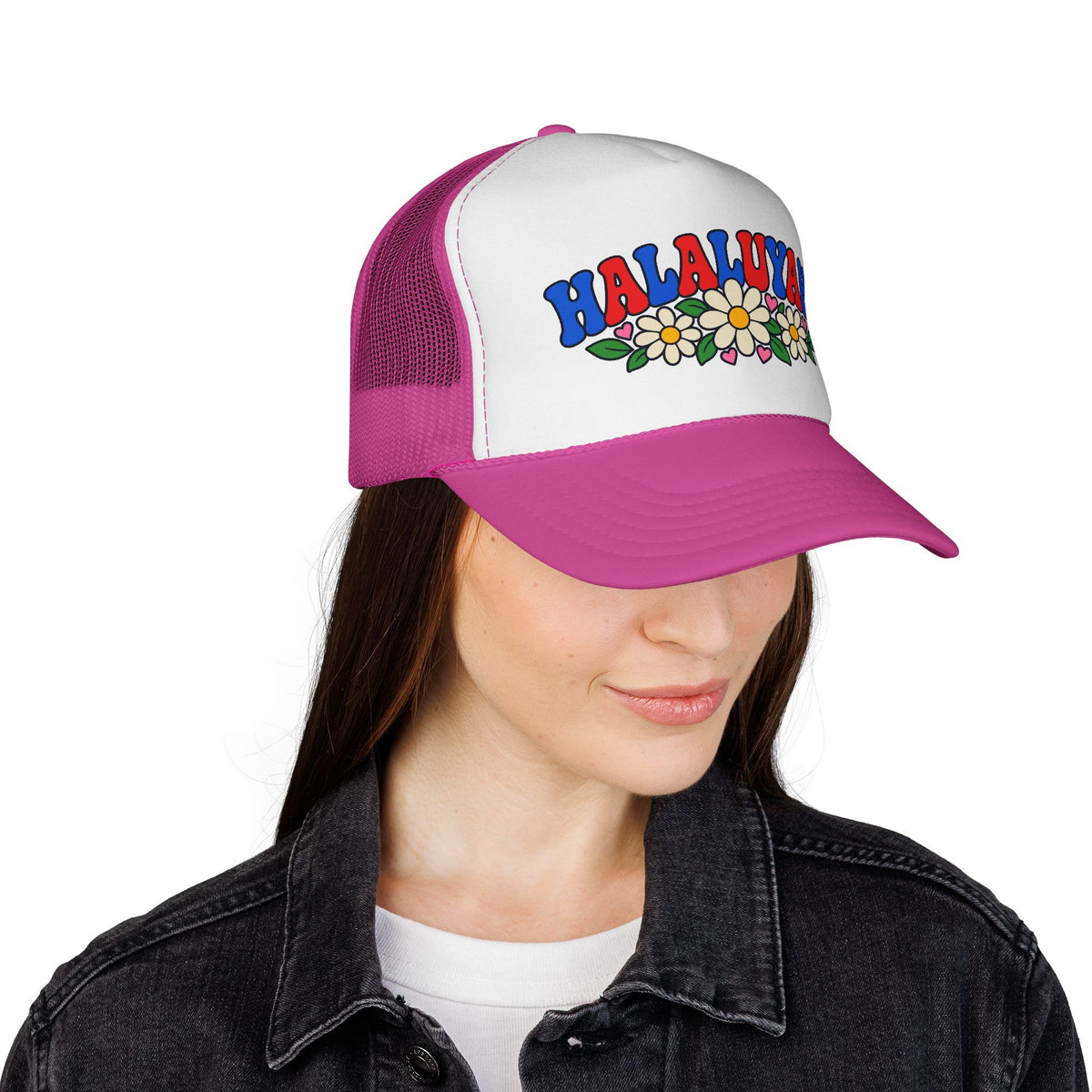 HALALUYAH! Floral Trucker Hat | Colorful Faith Cap