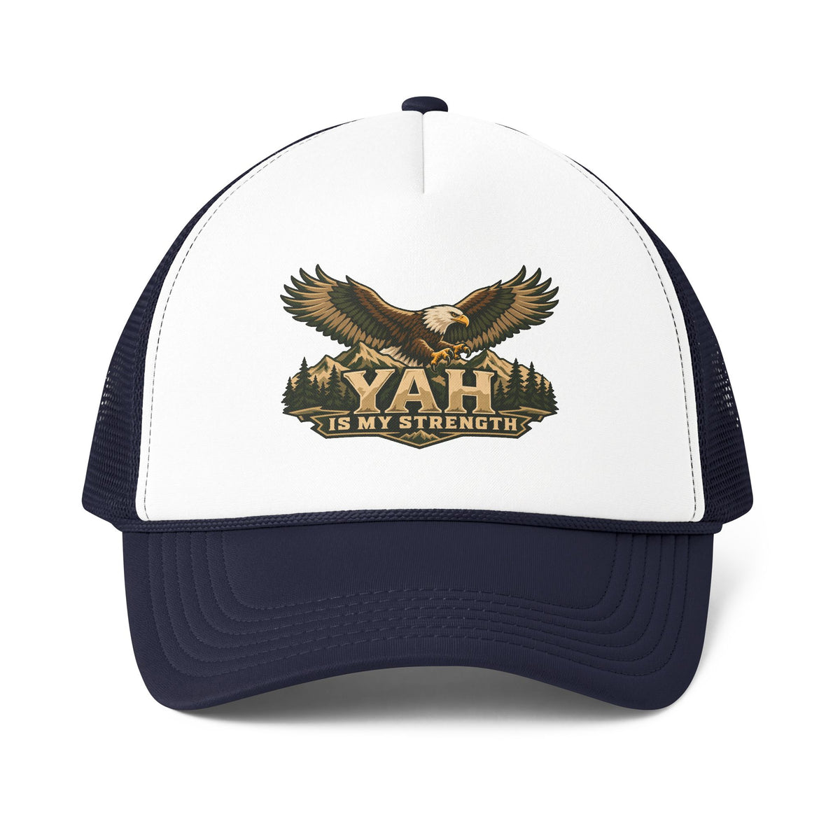 Yah Is My Strength™ Eagle Men’s Trucker Hat | Isaiah 40:31 Inspired Christian Cap | Faith & Courage Eagle Hat | Rooted in Yah Mercantile™