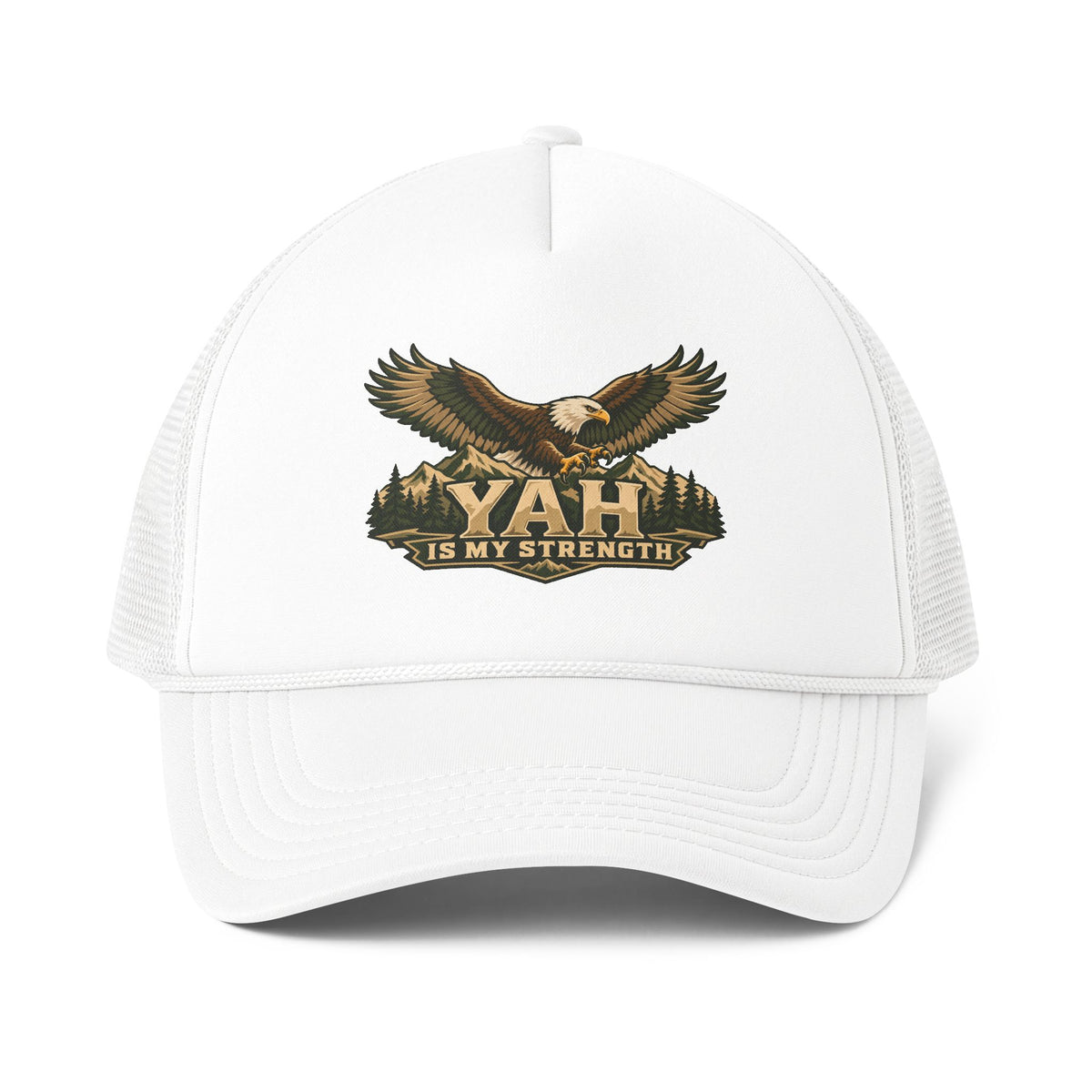 Yah Is My Strength™ Eagle Men’s Trucker Hat | Isaiah 40:31 Inspired Christian Cap | Faith & Courage Eagle Hat | Rooted in Yah Mercantile™