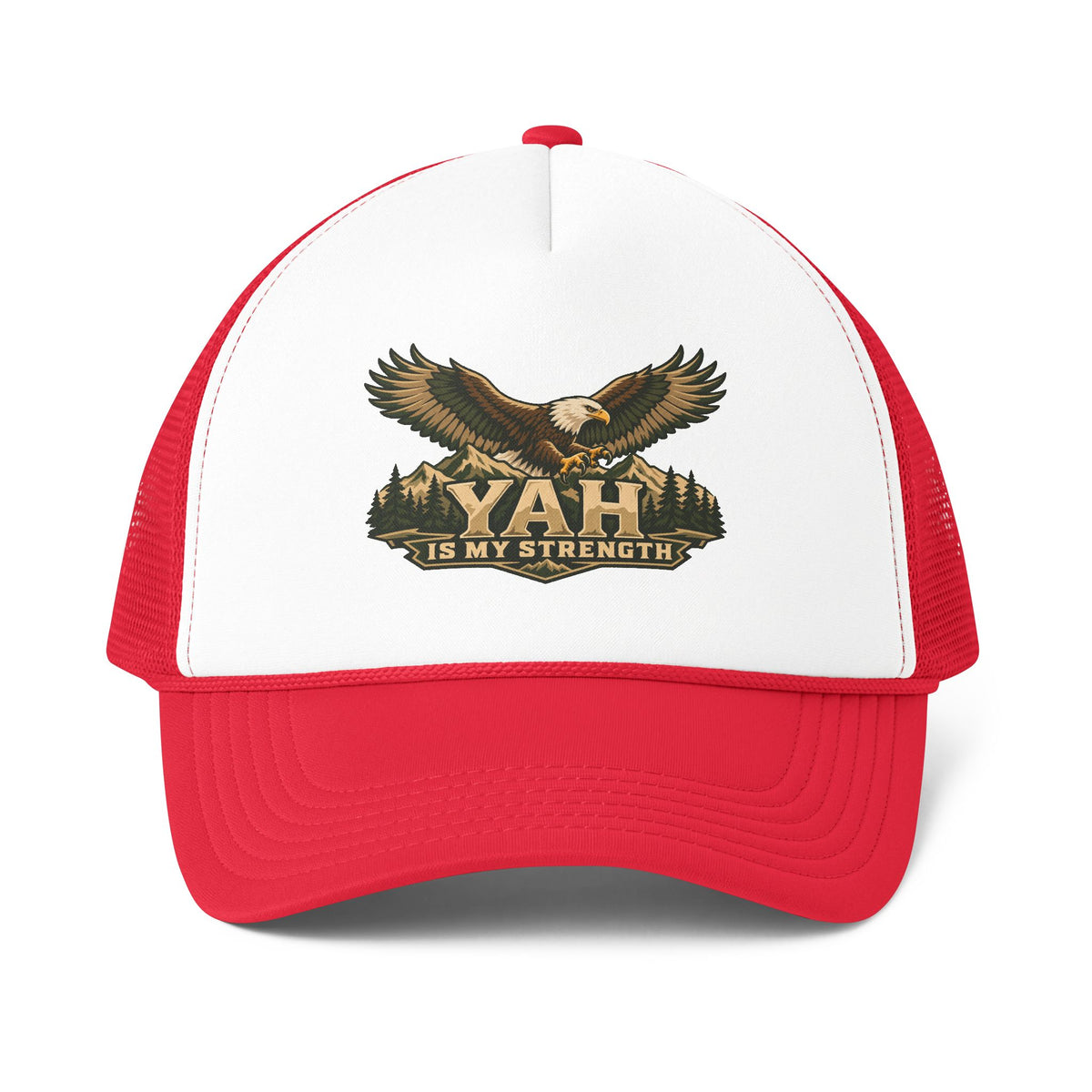 Yah Is My Strength™ Eagle Men’s Trucker Hat | Isaiah 40:31 Inspired Christian Cap | Faith & Courage Eagle Hat | Rooted in Yah Mercantile™