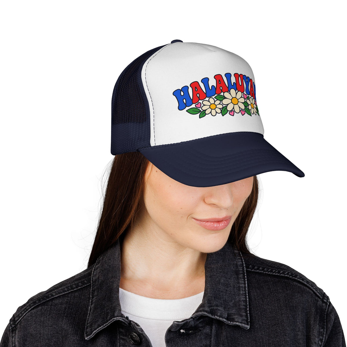 HALALUYAH! Floral Trucker Hat | Colorful Faith Cap