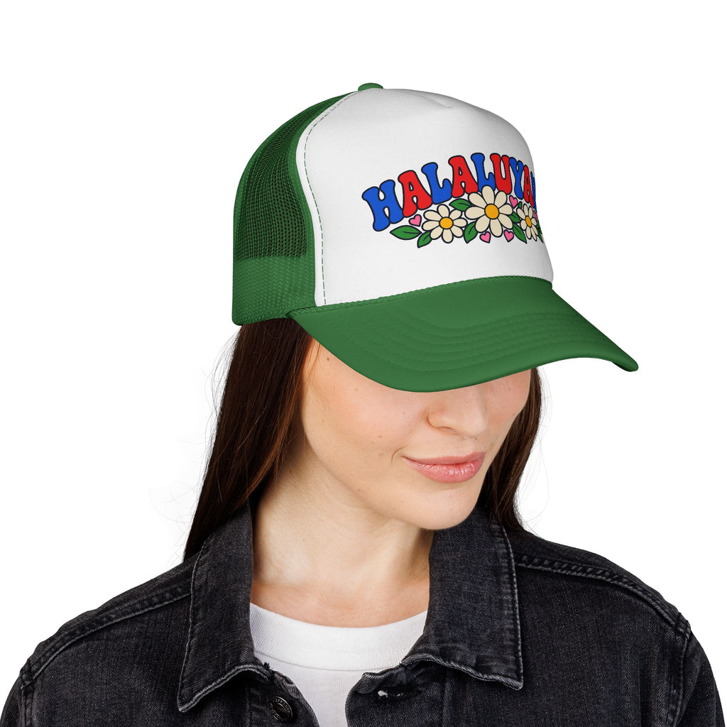 HALALUYAH! Floral Trucker Hat | Colorful Faith Cap