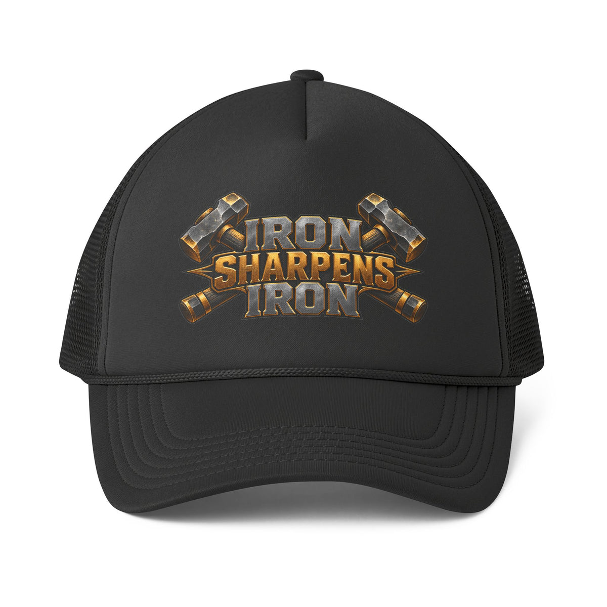 Iron Sharpens Iron™ Men’s Trucker Hat | Proverbs 27:17 Christian Faith Cap | Brotherhood & Strength Statement Hat | Rooted in Yah Mercantile™