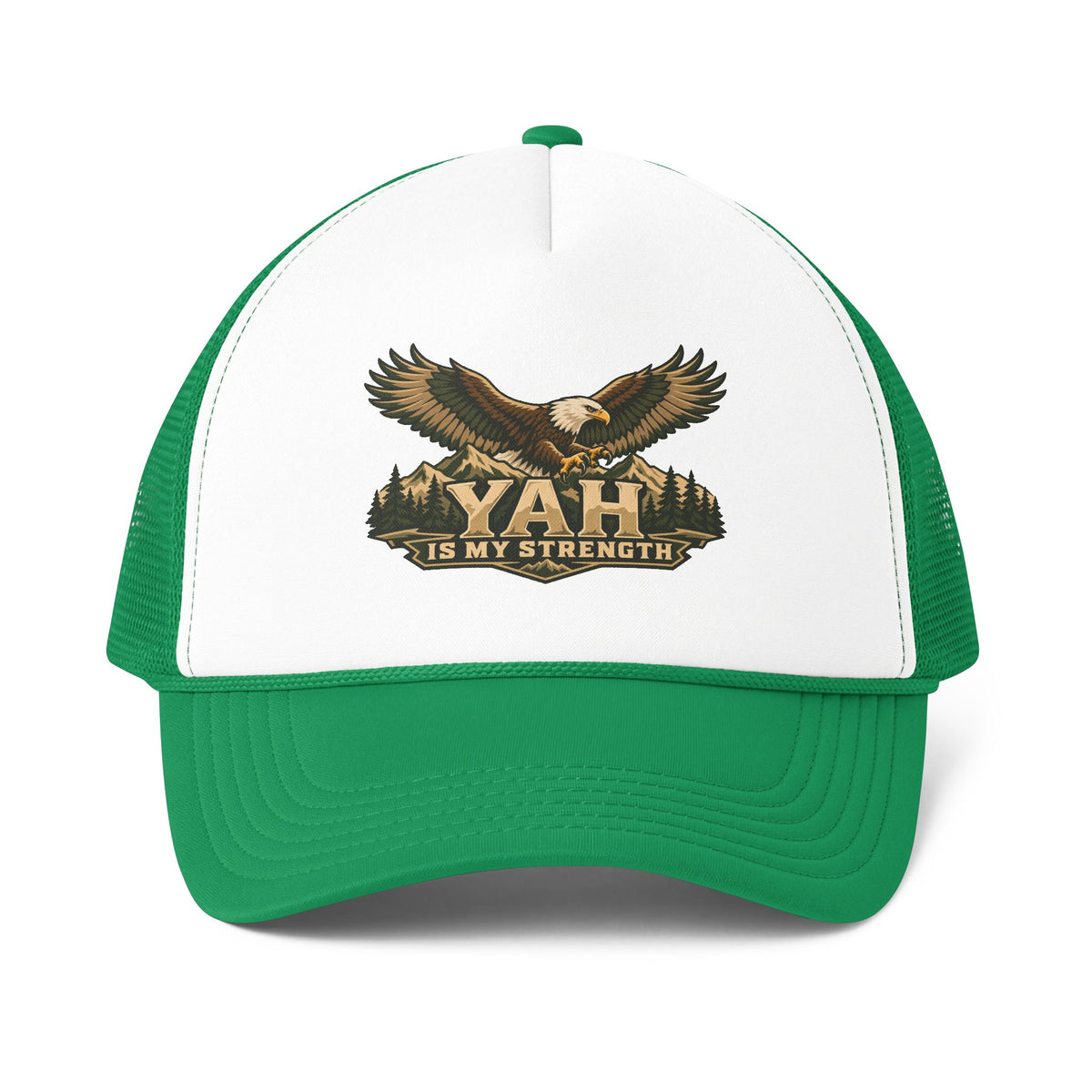 Yah Is My Strength™ Eagle Men’s Trucker Hat | Isaiah 40:31 Inspired Christian Cap | Faith & Courage Eagle Hat | Rooted in Yah Mercantile™