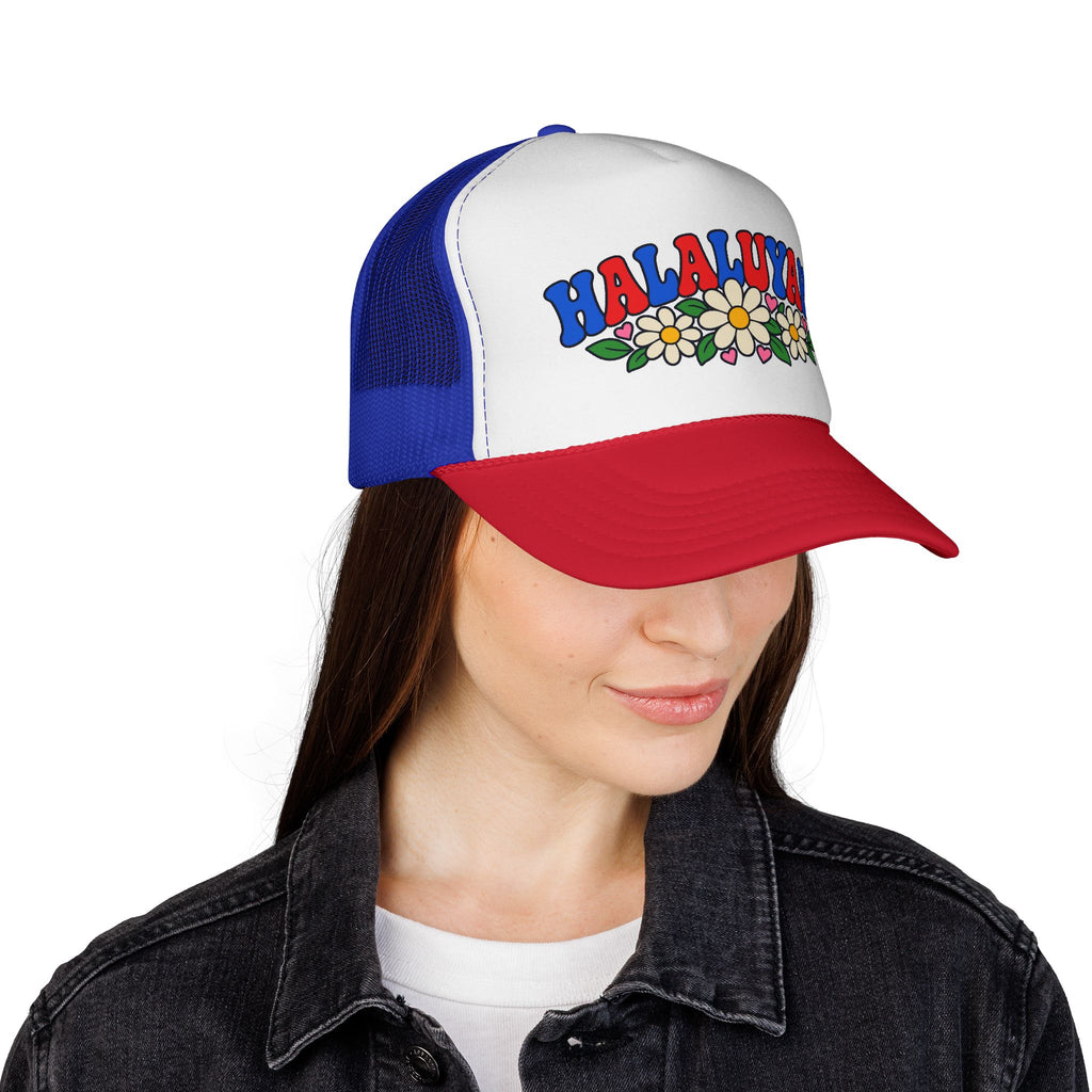 HALALUYAH! Floral Trucker Hat | Colorful Faith Cap