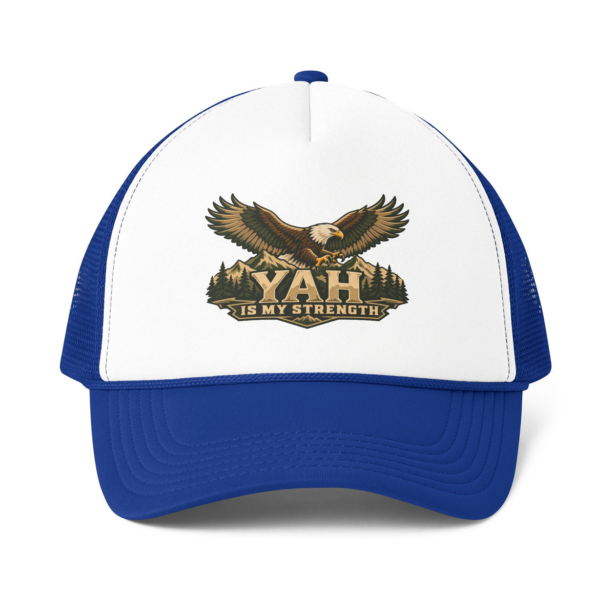 Yah Is My Strength™ Eagle Men’s Trucker Hat | Isaiah 40:31 Inspired Christian Cap | Faith & Courage Eagle Hat | Rooted in Yah Mercantile™