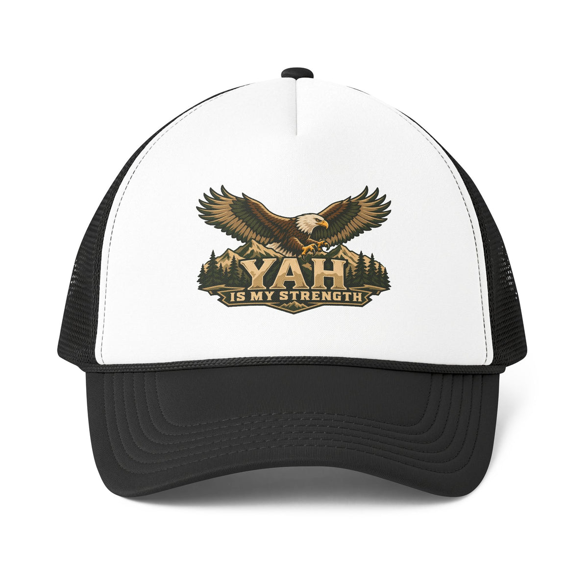 Yah Is My Strength™ Eagle Men’s Trucker Hat | Isaiah 40:31 Inspired Christian Cap | Faith & Courage Eagle Hat | Rooted in Yah Mercantile™