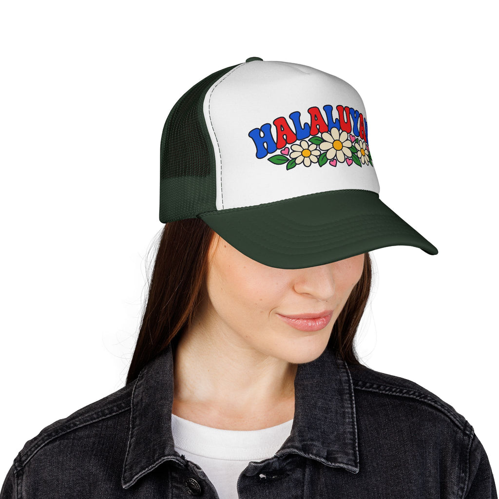 HALALUYAH! Floral Trucker Hat | Colorful Faith Cap