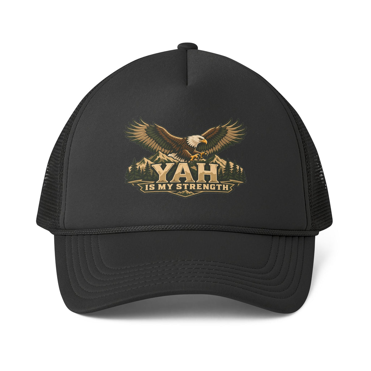 Yah Is My Strength™ Eagle Men’s Trucker Hat | Isaiah 40:31 Inspired Christian Cap | Faith & Courage Eagle Hat | Rooted in Yah Mercantile™