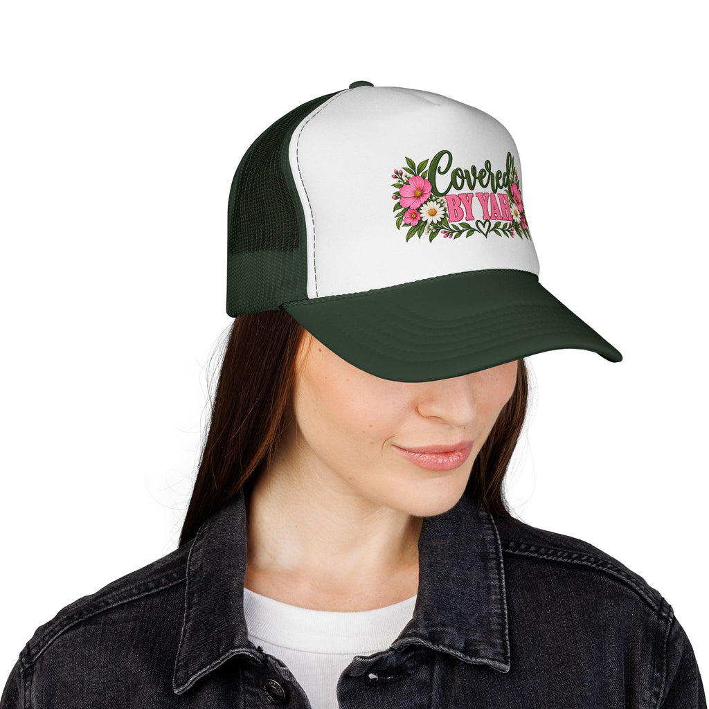 Covered by Yah™ | Women’s Faith-Inspired Embroidered Hat | Christian Inspirational Cap | Rooted in Yah Mercantile™